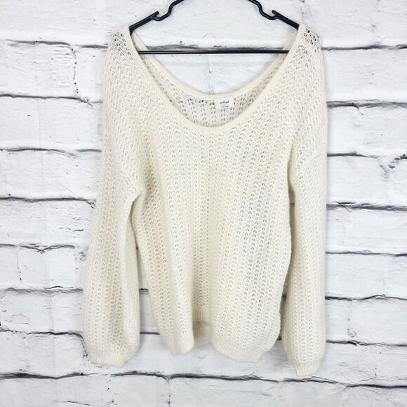 Wilfred Women's White Open Knit Pullover Sweater Size S Long Sleeve - Picture 2 of 7